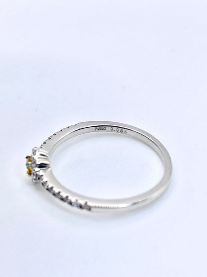FANCY VIVID YELLOW ダイヤモンド 0.055ct / ダイヤモンド 計0.19ct Pt950 リング 12号【リフレッシュメント(新品仕上げ・補修・洗浄等済)】【3日以内返品可（※カード/キャリア決済の場合）】