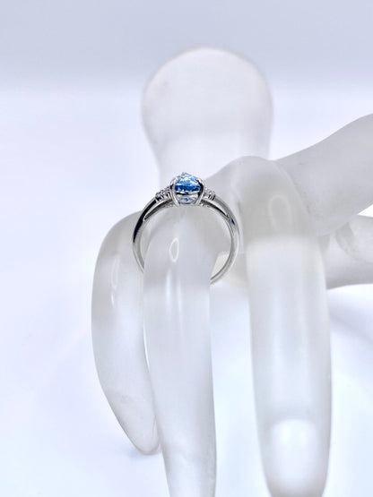 サンタマリア アクアマリン 1.23ct/ダイヤモンド 計0.08ct Pt900 リング 14号【リフレッシュメント(新品仕上げ・補修・洗浄等済)】【3日以内返品可（※カード/キャリア決済の場合）】