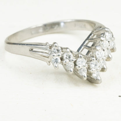 昭和ジュエリー ダイヤモンド リング Pt900 0.26ct ヴィンテージ 昭和レトロ V字デザイン 指輪 プラチナ OKR00206