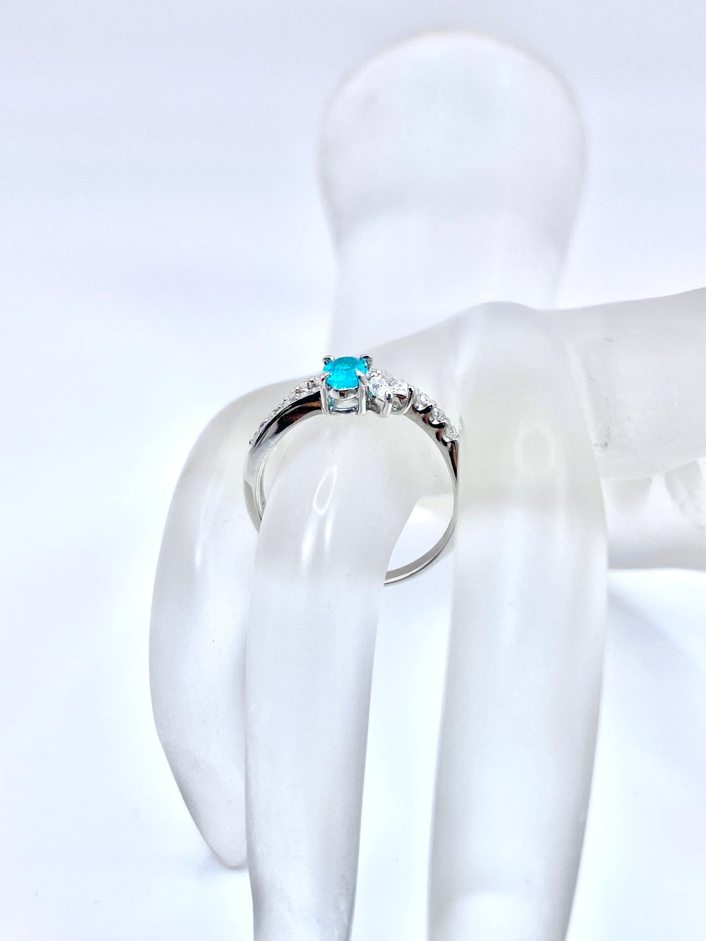パライバトルマリン 0.384ct / ダイヤモンド 計0.36ct Pt900リング 17号【リフレッシュメント(新品仕上げ・補修・洗浄等済)】【3日以内返品可（※カード/キャリア決済の場合）】