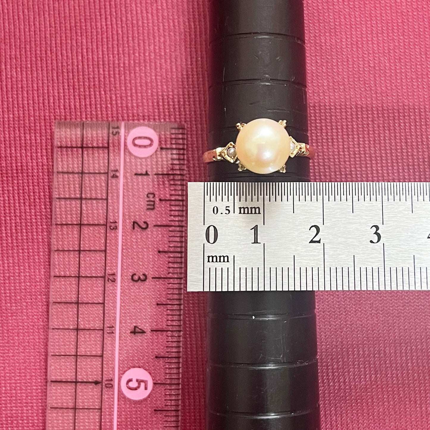 昭和ジュエリー パール リング K18 ヴィンテージ 昭和レトロ ミル打ちデザイン 2珠 真珠 ゴールド 指輪 MR00766