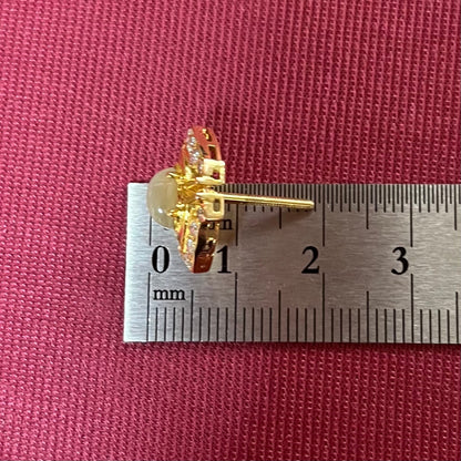 ヴィンテージ K14 クリソベリルキャッツアイ ダイヤモンド ピアス 〜エキゾチックな雰囲気が魅惑的〜 OKE00011