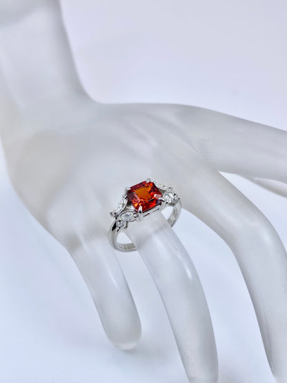 スペサルティンガーネット 2.437ct / ダイヤモンド 計0.37ct Pt900 リング 12.5号【リフレッシュメント(新品仕上げ・補修・洗浄等済)】【3日以内返品可（※カード/キャリア決済の場合）】