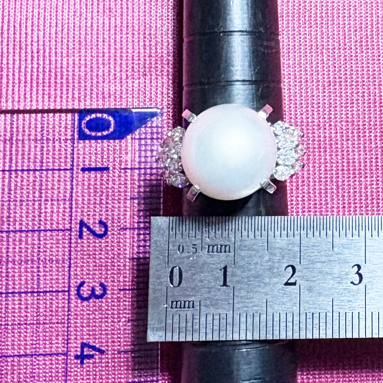 Pt900 南洋真珠 パール 約13.9mm ダイヤモンド 1.09 レトロ ヴィンテージ デザイナ リング 昭和ジュエリー 〜光が零れ落ちる絹の輝きを貴女に〜 OKR00239