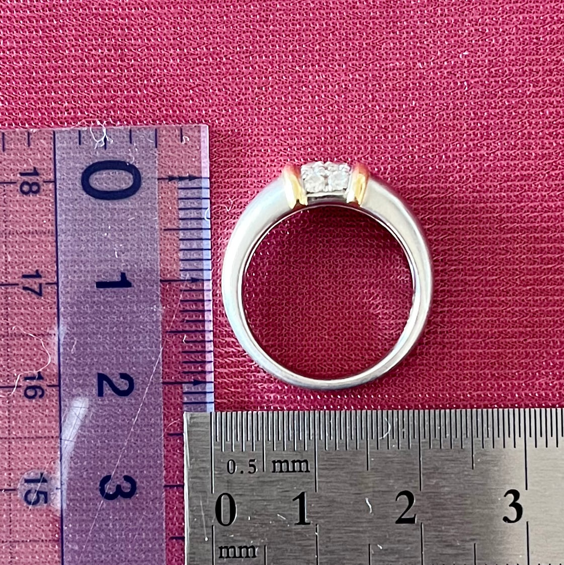 昭和レトロリング コンビ  Pt900  K18 ダイヤモンド  ヴィンテージ MOR00552