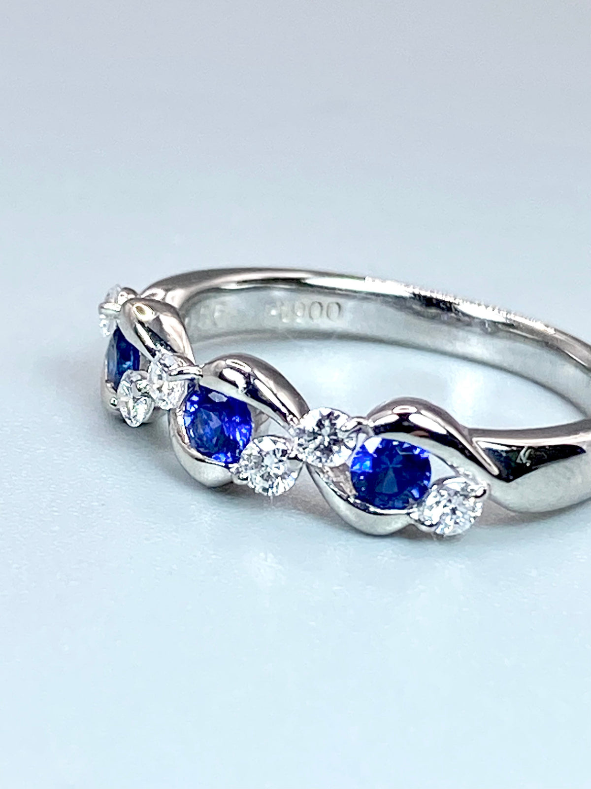 サファイア 計0.36ct / ダイヤモンド 計0.24ct Pt900 リング 14号【リフレッシュメント(新品仕上げ・補修・洗浄等済)】