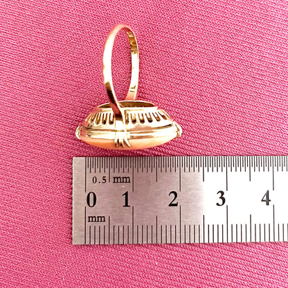 昭和ジュエリー 桃色珊瑚 サンゴ リング K18 ヴィンテージ 昭和レトロ 王冠透かし 孔雀透かし コーラル 指輪 OKR00146