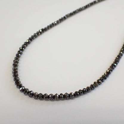 天然石 ブラックダイヤ ビーズ 合計 30ct K18WG 40~45cm アジャスターチェーン付き シンプルデザイン ネックレス30ct 〜クールなブラックダイヤの輝き〜 MN00251