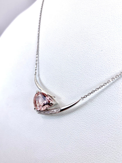 【新品】モルガナイト 4.16ct / ダイヤモンド 計0.08ct Pt900/850 ネックレス【新品】【3日以内返品可（※カード/キャリア決済の場合）】