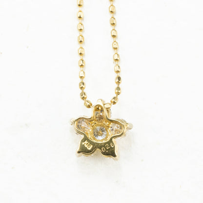 K18 ヴィンテージ ゴールド ジュエリー ダイヤモンド 0.26ct 花 フラワー シンプルデザイン ボールチェーン ネックレス 40.5cm CHP00878
