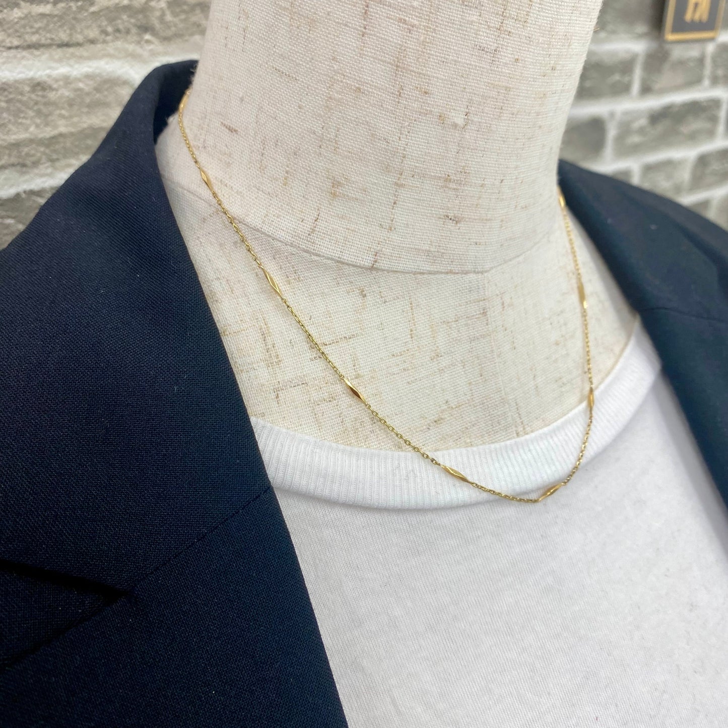 昭和ジュエリー 切子チェーン ネックレス K18 39cm ヴィンテージ 昭和レトロ ゴールド MON00330
