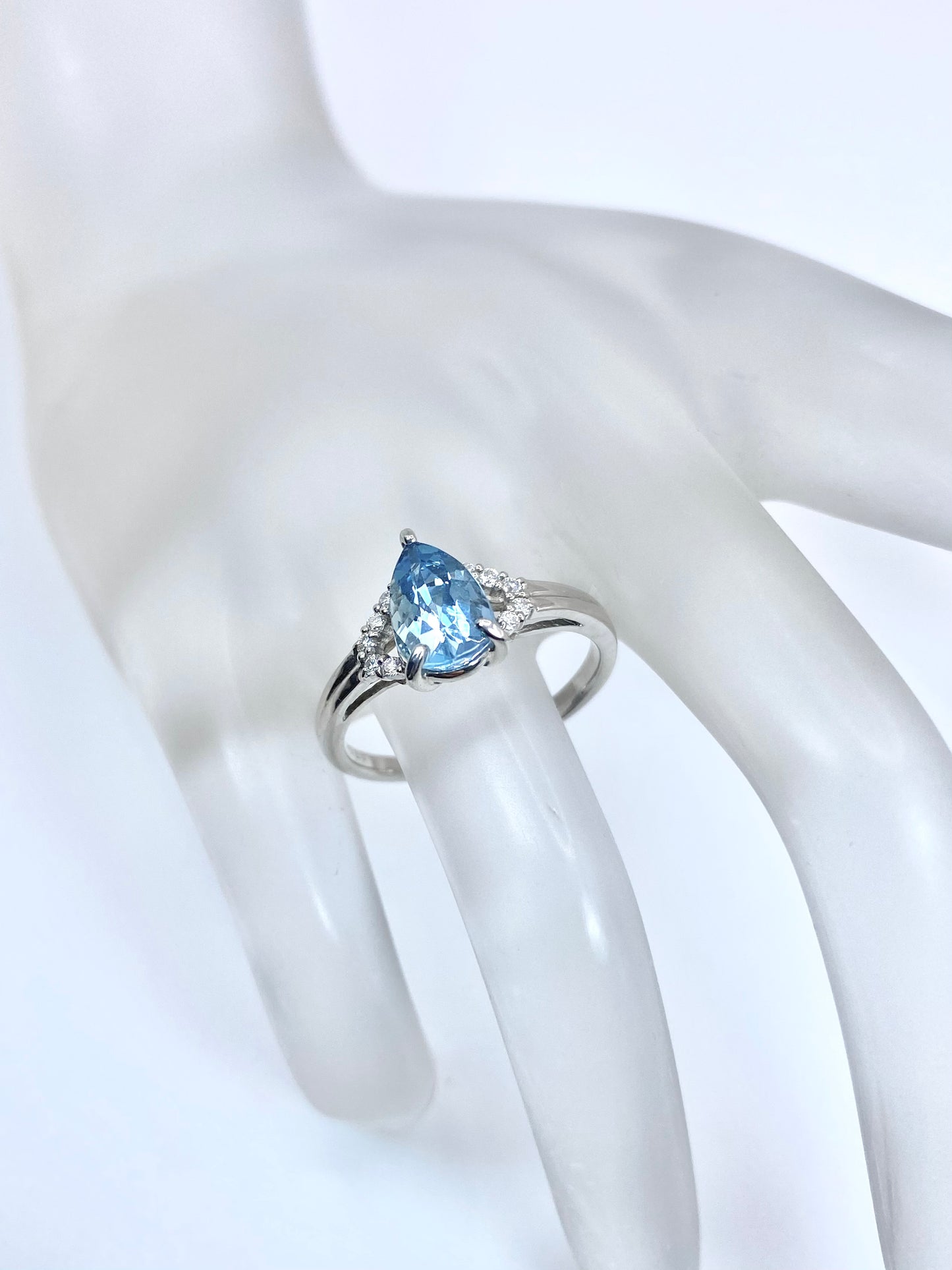 サンタマリア アクアマリン 1.23ct/ダイヤモンド 計0.08ct Pt900 リング 14号【リフレッシュメント(新品仕上げ・補修・洗浄等済)】【3日以内返品可（※カード/キャリア決済の場合）】
