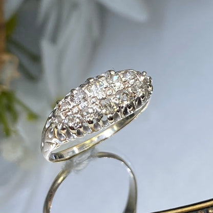 アンティークジュエリー イギリス アンティークリング 貴重な2列のオールドヨーロピアンカットダイヤモンド 9ct（X線）DR00432