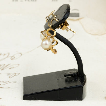 K18 パールピアス 星形でレトロなデザインが可愛いアイテム☆美しい真珠は4.3mm MOE00069