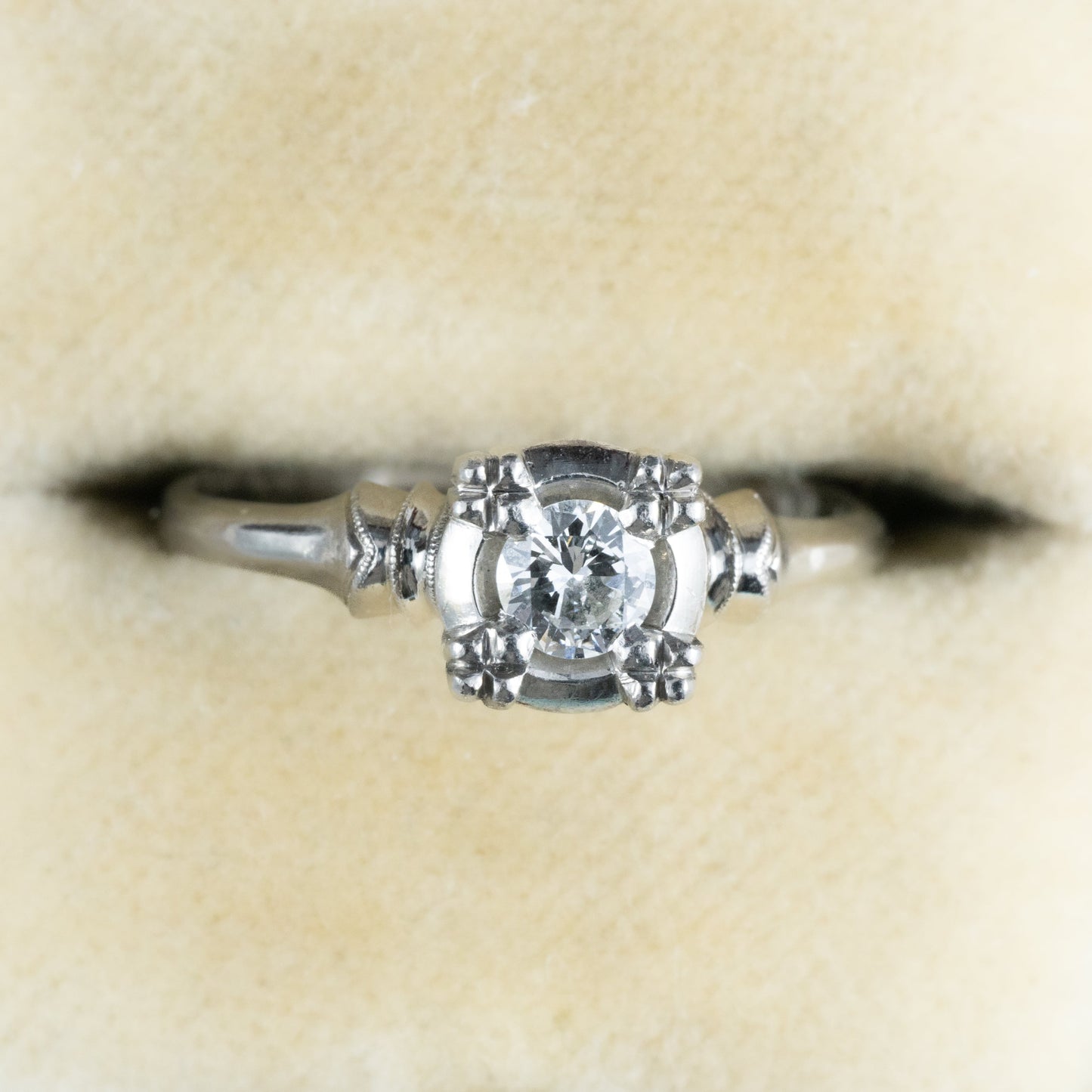 昭和ジュエリー ダイヤモンド リング Pm プラチナ 三越 ヴィンテージ 昭和レトロ 指輪 0.18ct OKR00138