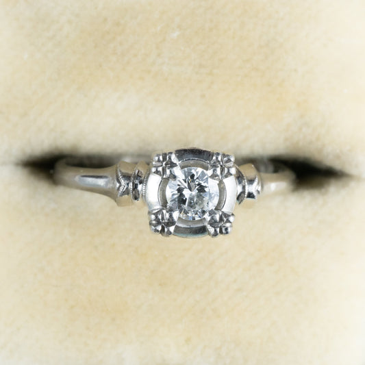 昭和ジュエリー ダイヤモンド リング Pm プラチナ 三越 ヴィンテージ 昭和レトロ 指輪 0.18ct OKR00138 2枚目