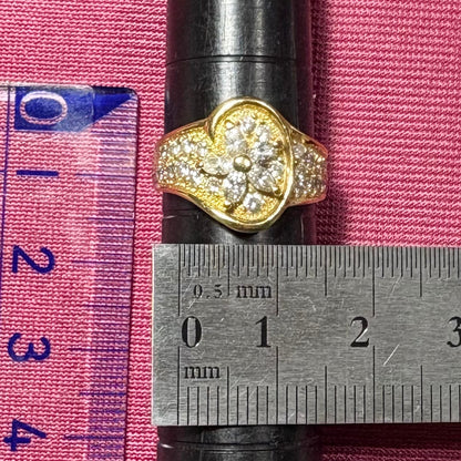 海外ヴィンテージ ジュエリー デイジー  小花 フラワー デザイン リング 指輪 750 K18 ダイヤモンド MR00799