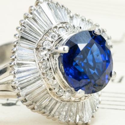 ロイヤルブルーサファイア ダイヤモンド リング Pt900 昭和レトロ ヴィンテージジュエリー 2.671ct D1.23ct サファイヤ 指輪 OKR00193