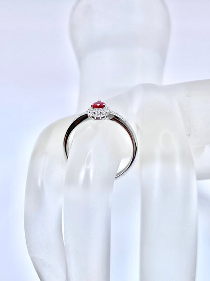 【新品】非加熱ピジョンブラッドルビー 0.21ct / ダイヤモンド 計0.18ct Pt950 リング【新品】【3日以内返品可（※カード/キャリア決済の場合）】