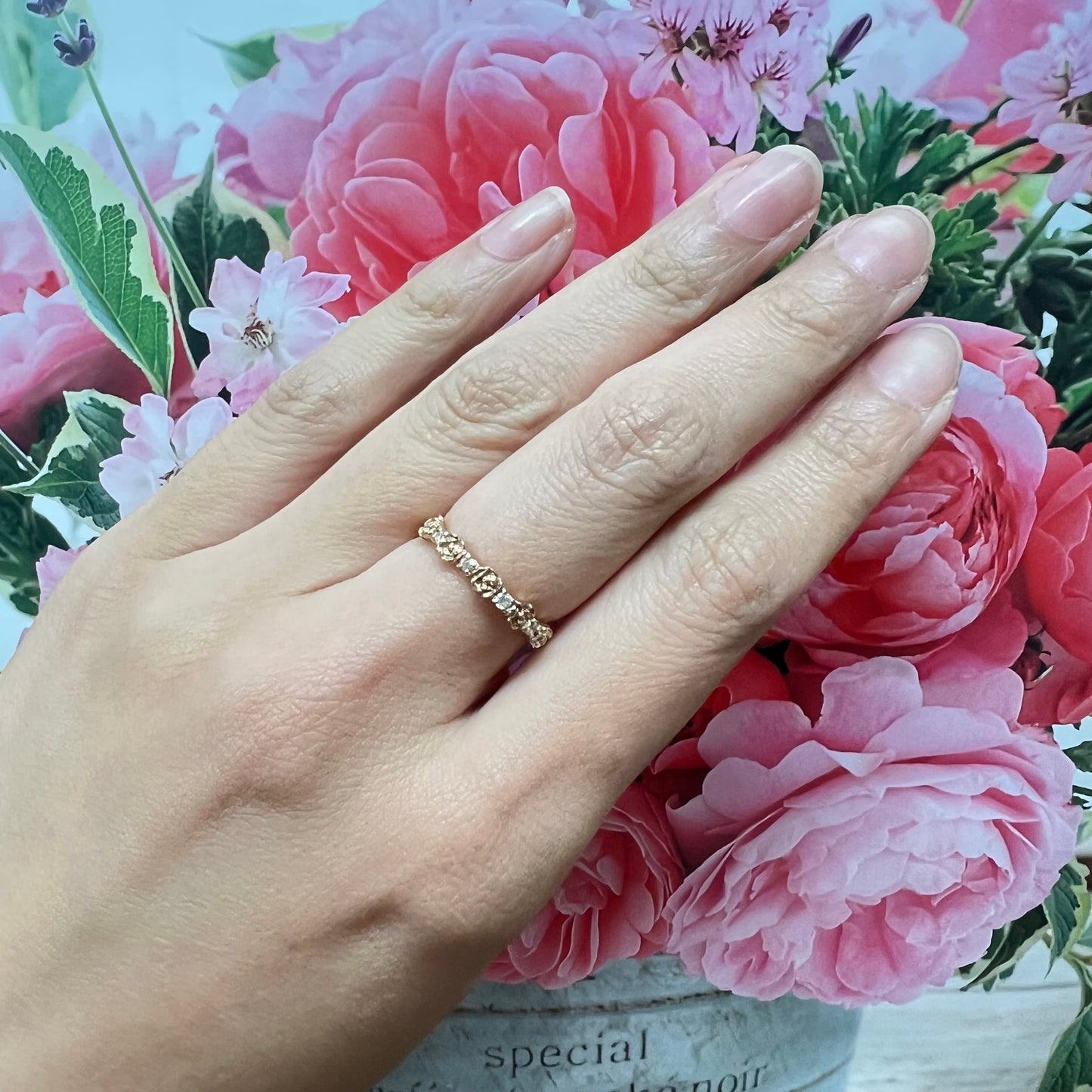 K18 薔薇モチーフ ダイヤモンドリング フラワーローズ デザイン   レトロジュエリー プリンセス クラシカル  MOR00724