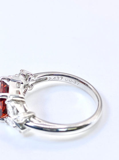スペサルティンガーネット 2.437ct / ダイヤモンド 計0.37ct Pt900 リング 12.5号【リフレッシュメント(新品仕上げ・補修・洗浄等済)】【3日以内返品可（※カード/キャリア決済の場合）】