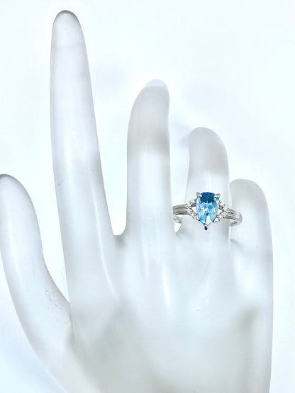サンタマリア アクアマリン 1.23ct/ダイヤモンド 計0.08ct Pt900 リング 14号【リフレッシュメント(新品仕上げ・補修・洗浄等済)】【3日以内返品可（※カード/キャリア決済の場合）】