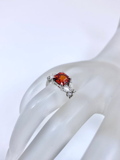 スペサルティンガーネット 2.437ct / ダイヤモンド 計0.37ct Pt900 リング 12.5号【リフレッシュメント(新品仕上げ・補修・洗浄等済)】【3日以内返品可（※カード/キャリア決済の場合）】