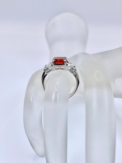 スペサルティンガーネット 2.437ct / ダイヤモンド 計0.37ct Pt900 リング 12.5号【リフレッシュメント(新品仕上げ・補修・洗浄等済)】【3日以内返品可（※カード/キャリア決済の場合）】
