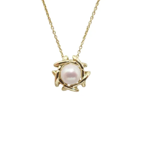 ティファニー Tiffany&Co. 750 K18 3.3g キスアラウンド パール ネックレス ジュエリー