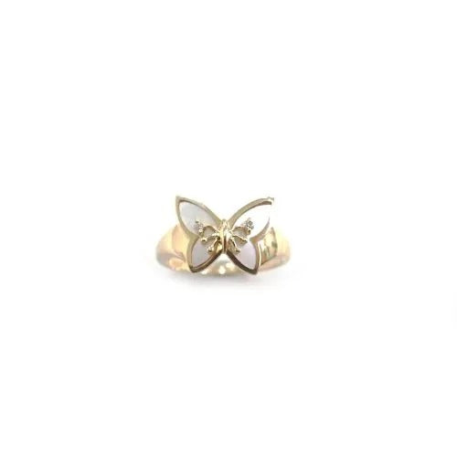 ハナエモリ 18K シェル ダイヤ 蝶 バタフライ リング 指輪 ジュエリー