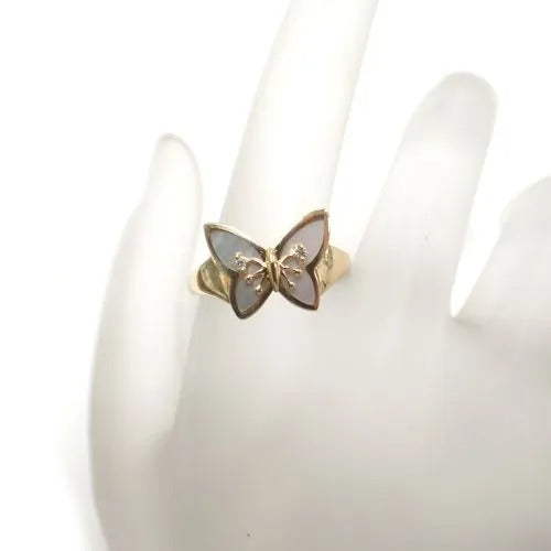 ハナエモリ 18K シェル ダイヤ 蝶 バタフライ リング 指輪 ジュエリー 3枚目