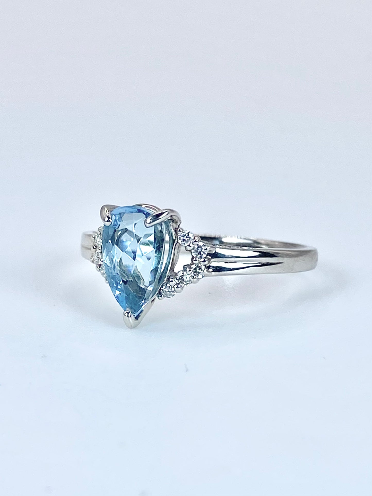 サンタマリア アクアマリン 1.23ct/ダイヤモンド 計0.08ct Pt900 リング 14号【リフレッシュメント(新品仕上げ・補修・洗浄等済)】【3日以内返品可（※カード/キャリア決済の場合）】