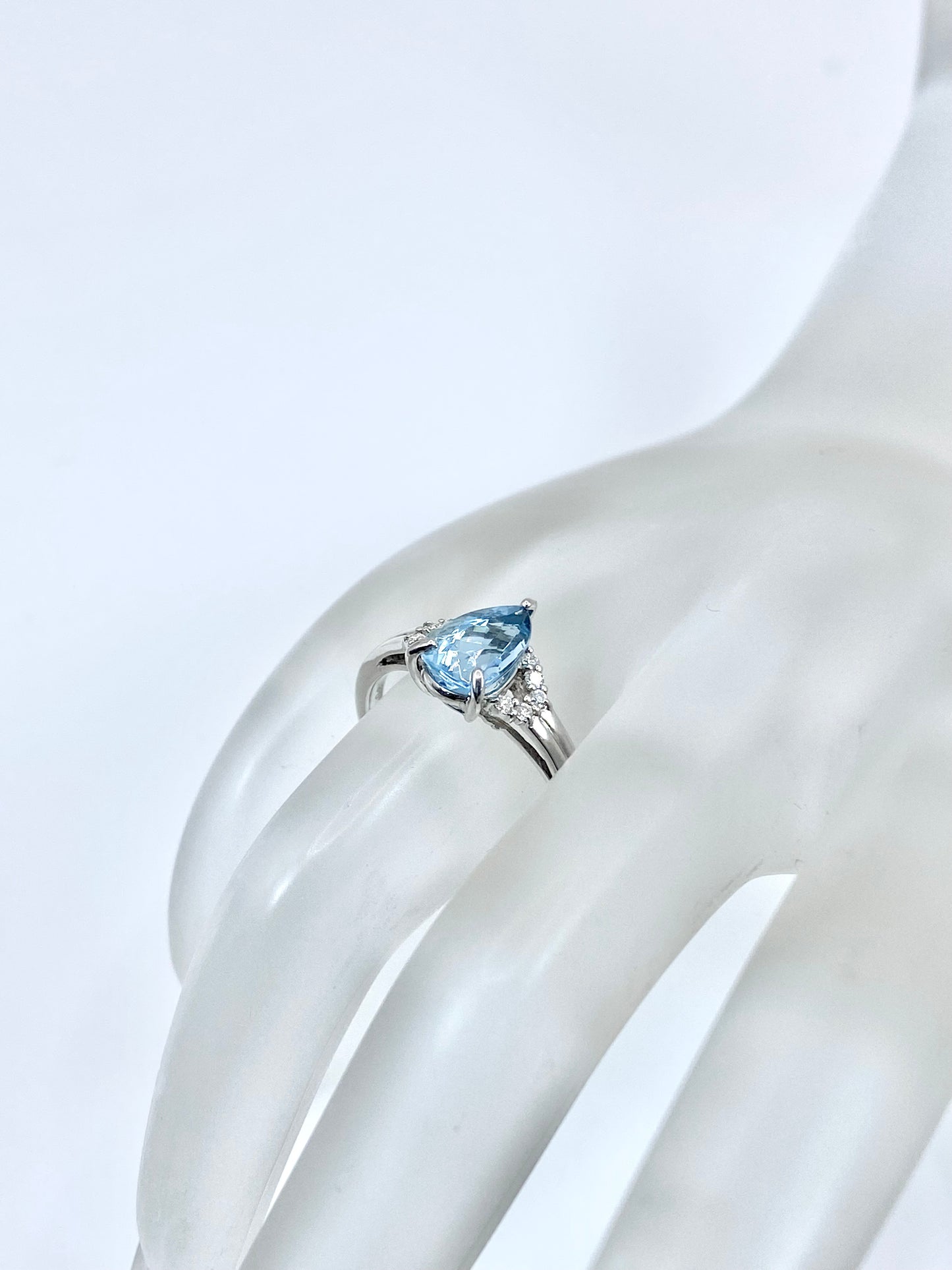 サンタマリア アクアマリン 1.23ct/ダイヤモンド 計0.08ct Pt900 リング 14号【リフレッシュメント(新品仕上げ・補修・洗浄等済)】【3日以内返品可（※カード/キャリア決済の場合）】