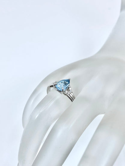 サンタマリア アクアマリン 1.23ct/ダイヤモンド 計0.08ct Pt900 リング 14号【リフレッシュメント(新品仕上げ・補修・洗浄等済)】【3日以内返品可（※カード/キャリア決済の場合）】
