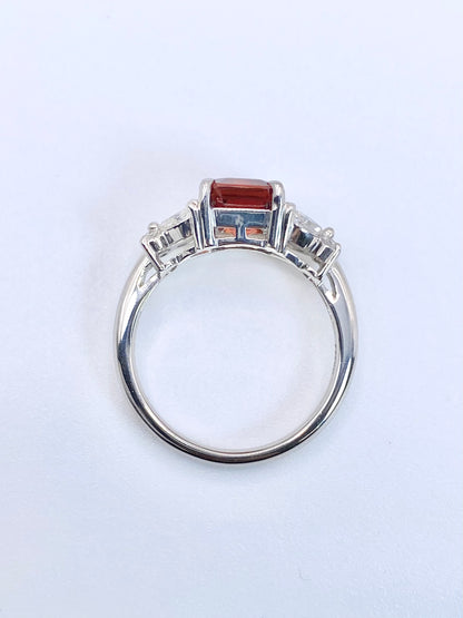 スペサルティンガーネット 2.437ct / ダイヤモンド 計0.37ct Pt900 リング 12.5号【リフレッシュメント(新品仕上げ・補修・洗浄等済)】【3日以内返品可（※カード/キャリア決済の場合）】