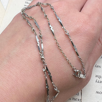昭和ジュエリー 切子カット チェーン ネックレス K14WG 40cm ヴィンテージ 昭和レトロ キリコデザイン ホワイトゴールド MON00258