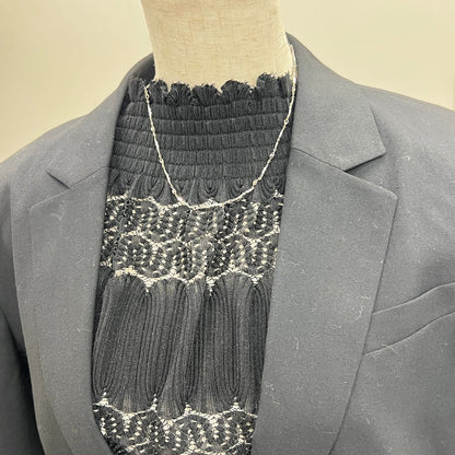 昭和ジュエリー 切子カット チェーン ネックレス K14WG 40cm ヴィンテージ 昭和レトロ キリコデザイン ホワイトゴールド MON00258