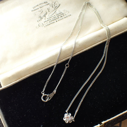 Pt900 ダイヤモンド ペンダントトップ 菊爪 バターカップ 昭和レトロ ヴィンテージチャーム チェーン ネックレスMOP00286