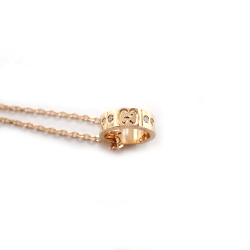 グッチ GUCCI 750 K18PG アイコンアモール ダイヤモンド 8P ネックレス