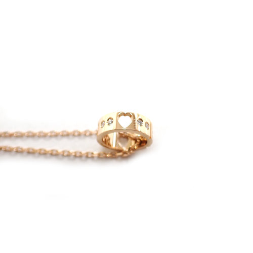 グッチ GUCCI 750 K18PG アイコンアモール ダイヤモンド 8P ネックレス