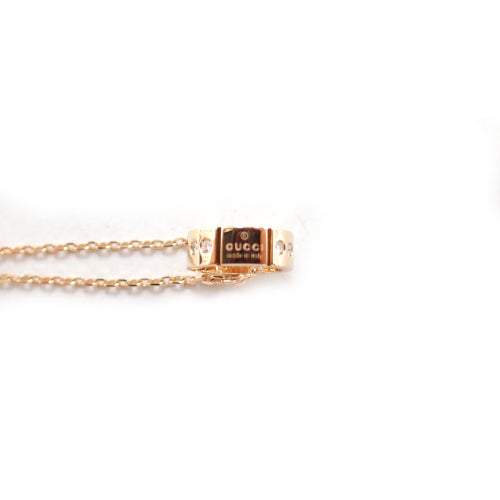 グッチ GUCCI 750 K18PG アイコンアモール ダイヤモンド 8P ネックレス