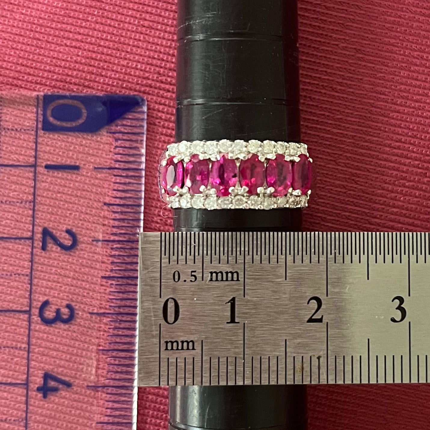 【日本の作品】昭和レトロ ヴィンテージ ざますデザイン リング K14WG ルビー ダイヤモンド 〜ルビーの豪華な存在感と輝きをご堪能ください〜 MR00770