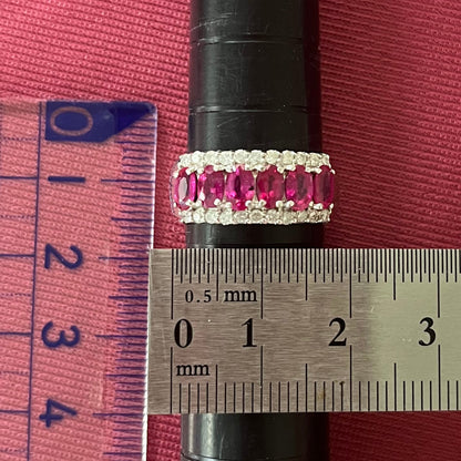 【日本の作品】昭和レトロ ヴィンテージ ざますデザイン リング K14WG ルビー ダイヤモンド 〜ルビーの豪華な存在感と輝きをご堪能ください〜 MR00770
