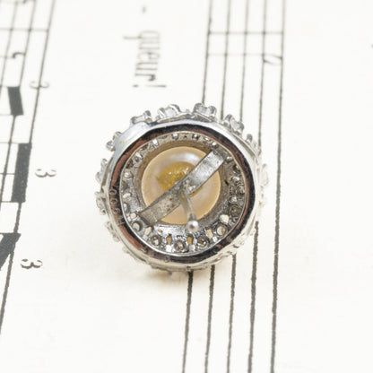 昭和ジュエリー パール ピアス Pt900 ダイヤモンド ヴィンテージ 昭和レトロ 8.6mm 真珠 1珠 華やかデザイン プラチナ ME00076