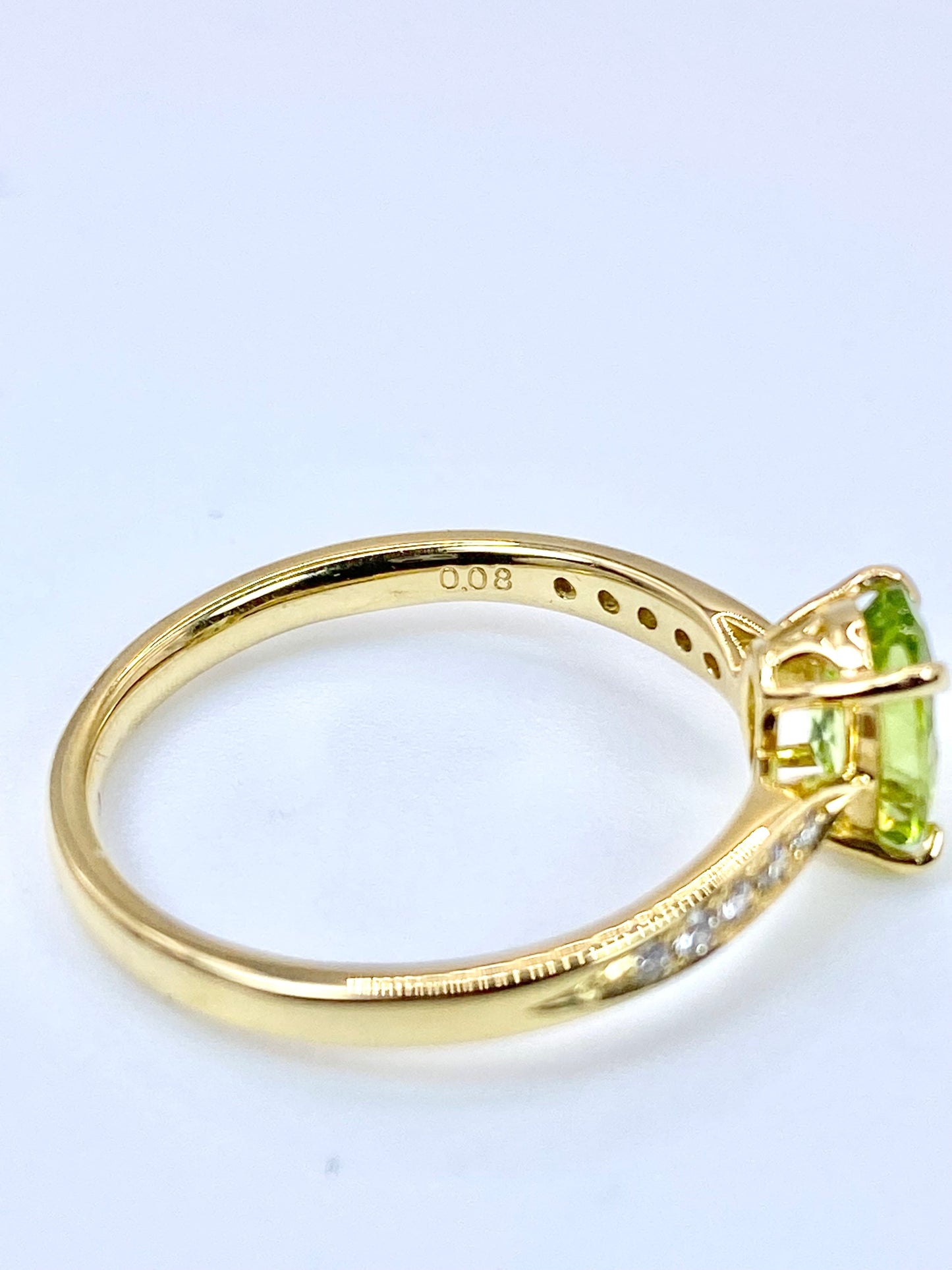 ペリドット 0.74ct / ダイヤモンド 計0.08ct K18 リング 11号【リフレッシュメント(新品仕上げ・補修・洗浄等済)】【3日以内返品可（※カード/キャリア決済の場合）】