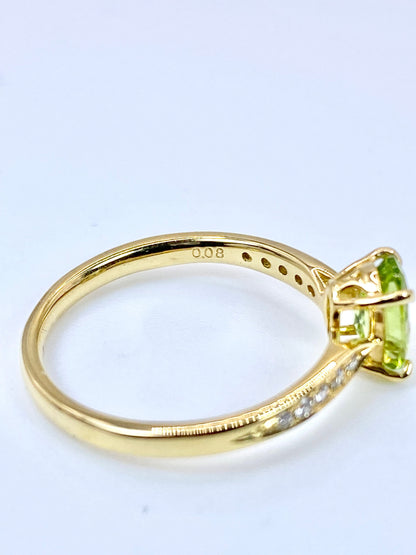 ペリドット 0.74ct / ダイヤモンド 計0.08ct K18 リング 11号【リフレッシュメント(新品仕上げ・補修・洗浄等済)】【3日以内返品可（※カード/キャリア決済の場合）】