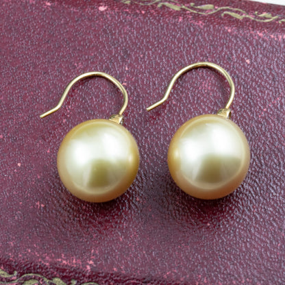 ゴールデンパール ピアス K18 白蝶真珠 12.2-12.4mm ダイヤモンド 0.04ct 大粒パール MOE00062