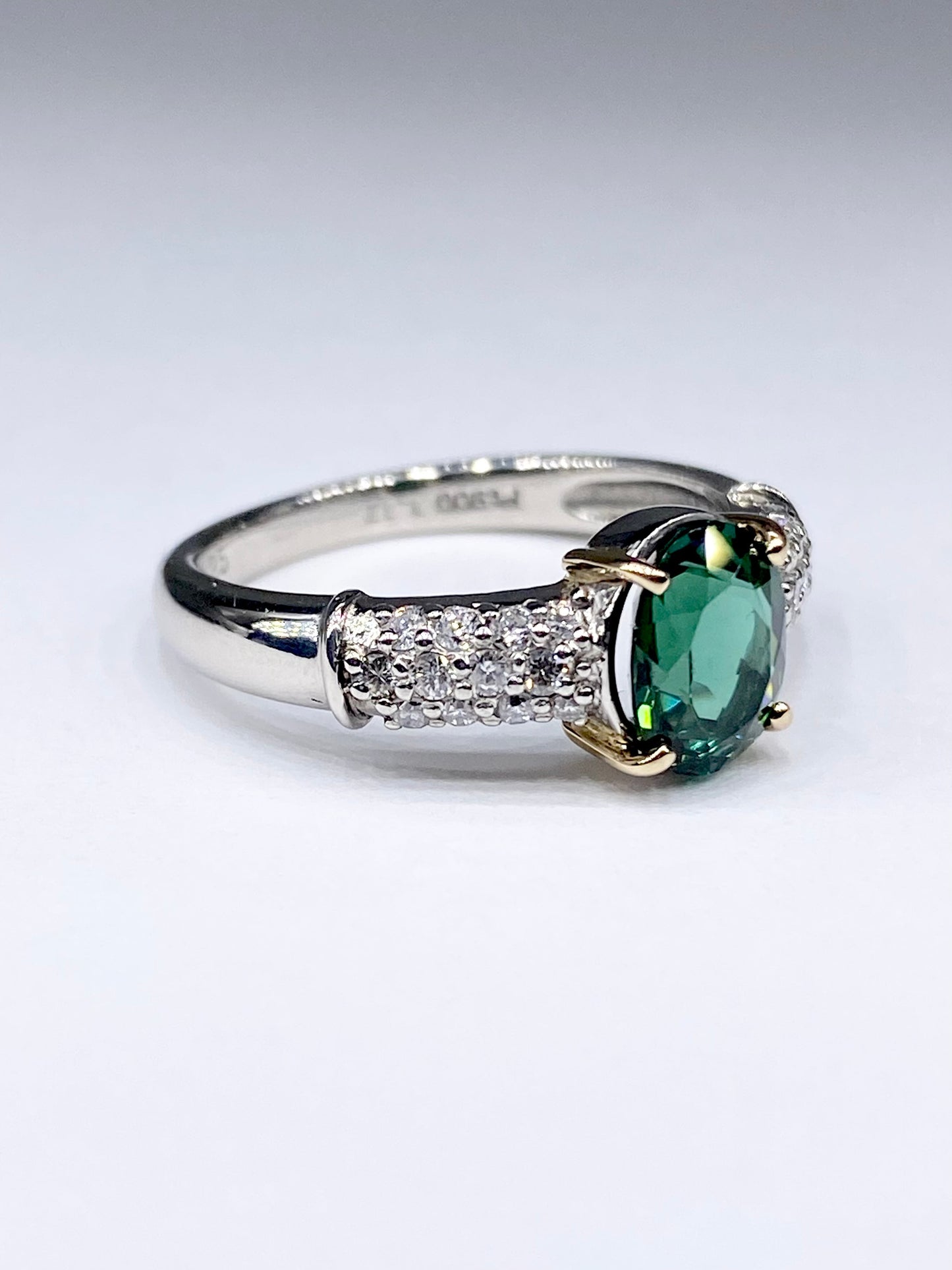 グリーントルマリン 1.17ct / ダイヤモンド 計0.25ct Pt900/K18 リング リフレッシュメント新品仕上げ・補修・洗浄等済動画リンク　Twitter/Xあり3日以内返品可※カード/キ 10枚目