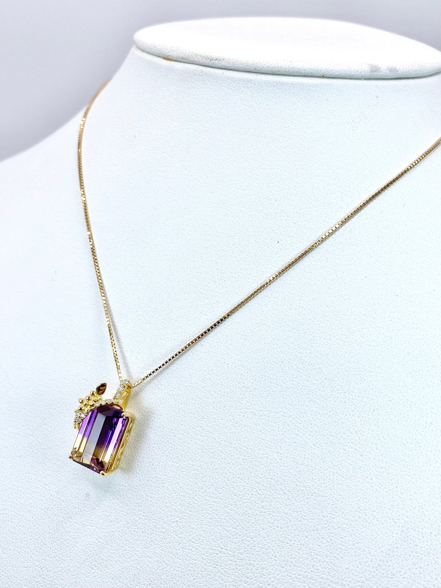 アメトリン 7.61ct / ダイヤモンド 計0.10ct K18 ネックレス【リフレッシュメント(新品仕上げ・補修・洗浄等済)】【3日以内返品可（※カード/キャリア決済の場合）】
