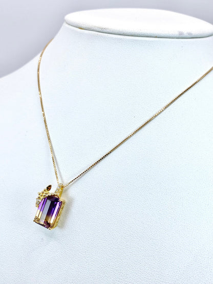 アメトリン 7.61ct / ダイヤモンド 計0.10ct K18 ネックレス【リフレッシュメント(新品仕上げ・補修・洗浄等済)】【3日以内返品可（※カード/キャリア決済の場合）】
